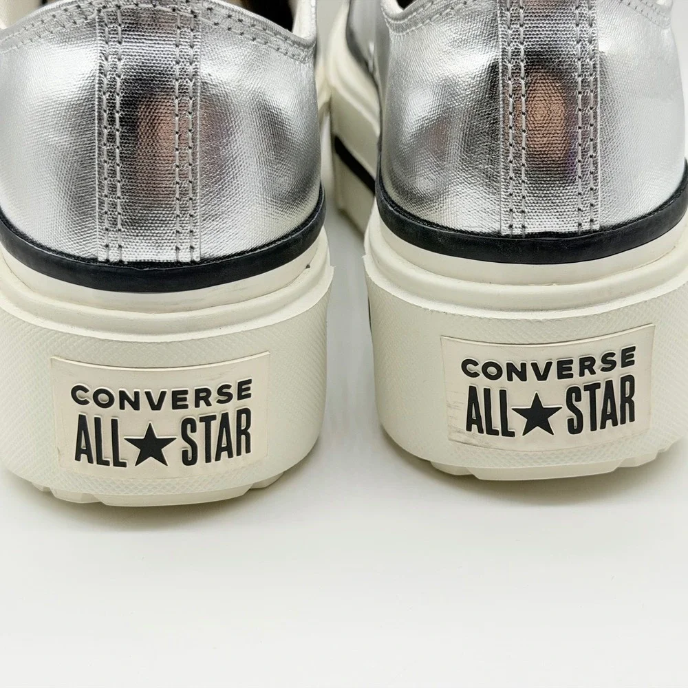 Converse Chuck Taylor All Star Move Metallic Silver Platform Sneakers W 10/M 8